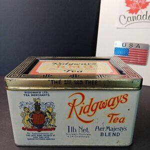 Vintage Ridgways Her Majesty's Blend Tea Metal Tin Good Condition Rare! England.